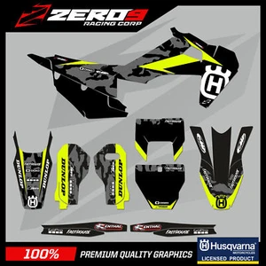 HUSQVARNA MOTOCROSS GRAPHICS KIT MX DECALS : TC FC 50 65 85 125 250 450 CAMO BLK - Picture 1 of 25