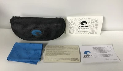 NEW Costa Del Mar Sunglasses Case Black Zippered with Cloth + accessories