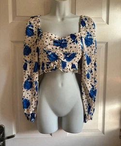 Y2K Topshop Light Blue Chiffon Long Sleeve Blouse Women’s Size 8 100% Viscose - Picture 1 of 8