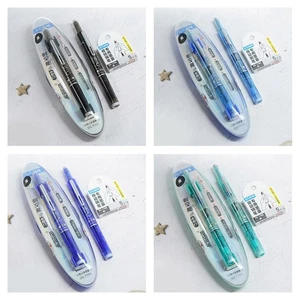 Blue Ink Erasable Pen 5 Ink Cartridg Retractable Fountain New Fine Nib Pen A6P6 - Picture 1 of 19