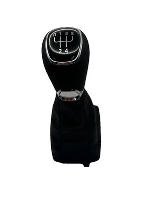 Pomo y polaina Skoda Fabia para 2014-2018 cuero negro genuino (5 velocidades) Foto 1 de 4