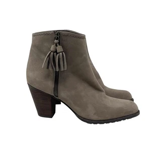 Stuart Weitzman Wildleder Fransen Quaste Stiefeletten - taupe grau braun - Größe 10 - Bild 1 von 10