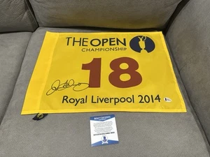 RORY MCILROY 2014 Royal Liverpool BRITISH OPEN Signed flag Beckett BAS COA - Picture 1 of 7