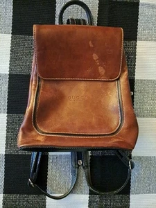 Mochila de cuero Gucci marrón vintage, botones magnéticos, correas intercambiables - Imagen 1 de 20