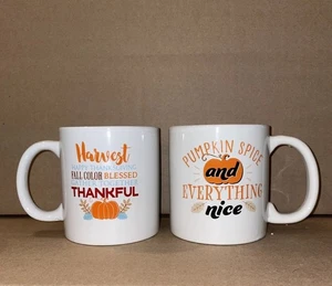 (2) HARVEST/THANKFUL/PUMPKIN • Fall • Halloween Coffee/Cocoa/Tea Mugs #19 - Picture 1 of 5