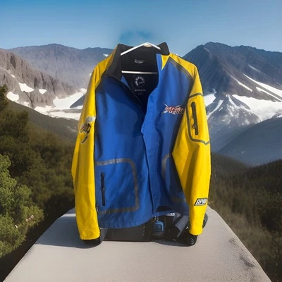 Ski Doo X-Team Snowmobile Snow Ski Race Jacket Coat RPM BRP Yellow Blue Large - Image 1 of 4
