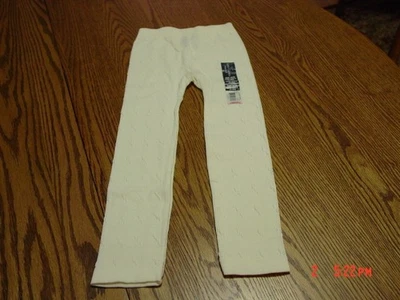 Girls Cream Off White  and Black Footless Cable Knit Leggings Size 4/6X - Image 1 of 4