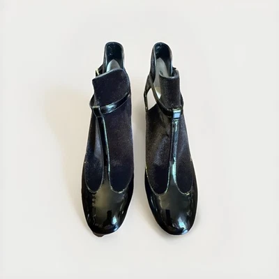 Zapatos botines recortados VALENTINO - charol negro y terciopelo - talla 37 - 6,5  Foto 1 de 4