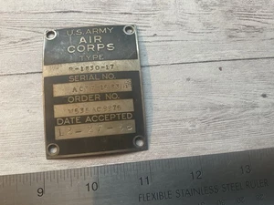 TARGA NOME DATI MOTORE AEREO ORIGINALE PRE WWII USAC PRATT WHITNEY R-1830 1938 - Foto 1 di 2