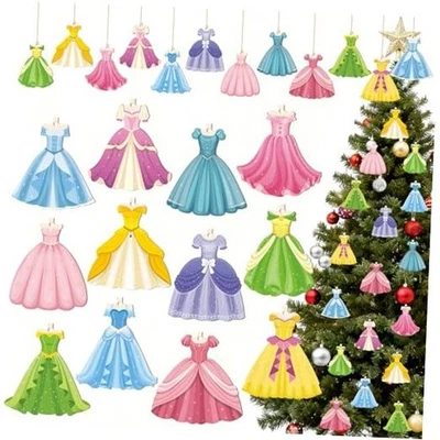 24 Piezas Adornos de Navidad Decoración Madera Doble Cara Mediano Vestido de Princesa Foto 1 de 4