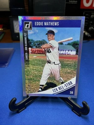 2018 Donruss Variations Stat Line Career /500 Eddie Mathews (12X All-Star) HOF - Image 1 of 4