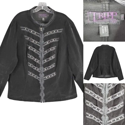 Chaqueta Abrigo Militar Tripp NYC Vintage Negra Gótica Punk Tachonada Talla 3 XL Foto 1 de 4