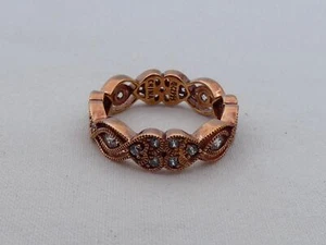 Estate Vermeil Sterling Silver Size 6 Rose Color CZ Band Ring NJ-24 - Picture 1 of 5