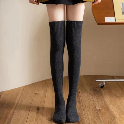 Women's Cable Knit Thigh High Boot Socks Extra Long Winter Stockings Leg Warmers - Image 1 of 4