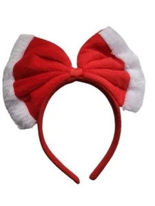 NEU 20cm rot pelziger Stoff Schleife Aliceband Kostüm Weihnachtsparty Stirnband - Bild 1 von 1