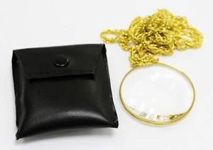 Binger 2" inch Round optical glass Magnifier Golden Frame Coat Chain Magnifying - Imagen 1 de 6