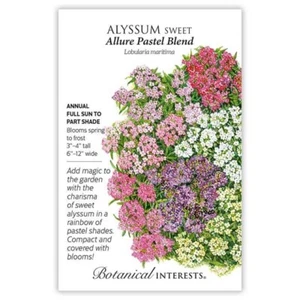 Alyssum Sweet Allure Pastel Blend Botanical Interests Flower Seeds Seed Packet - Picture 1 of 6