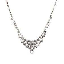 Silver Plated CZ Formal Dinner Party Necklace Fashion Costume Jewellery Gift UK