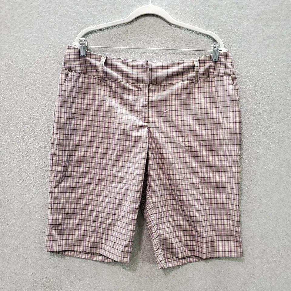 Adidas Women Shorts 14 Purple Plaid Golf Bermuda Chino Pockets Performance - Image 1 of 4