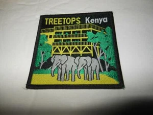 RARE NEW VINTAGE KENYA TREETOPS ELEPHANT RESERVE SAFARI EMBROIDERED SEW ON PATCH - Picture 1 of 3