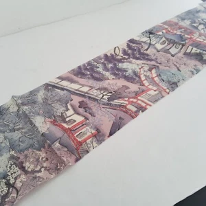 Palazzo Engawa #C 7x56 tessuto kimono vintage seta chirimen dipinto a mano CH95 - Foto 1 di 9