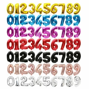 32" 40" Giant Foil Number Self Inflating Balloons Birthday Age Party Wedding - Picture 1 of 16