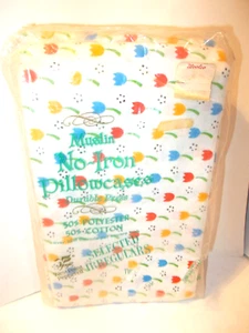 VINTAGE MUSLIN NO-IRON 2 STANDARD PILLOWCASES DUABLE PRESS for 20" x 26" PILLOWS - Picture 1 of 5