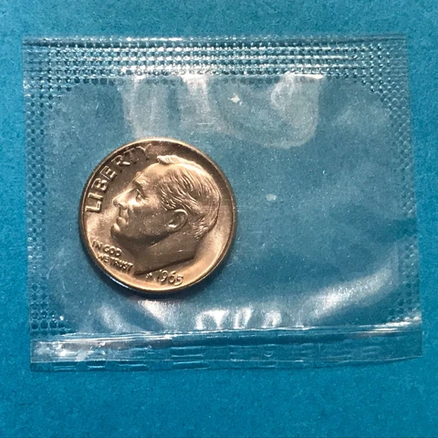 1965 SMS Roosevelt Dime Mint Cello  Uncirculated  FREE SHIP Cover