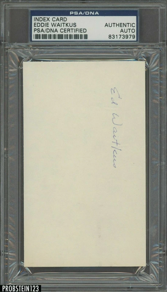 Eddie Waitkus - The Natural - Signed 3x5 Index Card Phillies PSA/COA - Malamud  - Image 1 of 1
