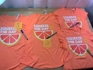 Neu Mädchen Justice T-Shirt sagt Squeeze The Day with 🍊Orange Slice—Sie wählen* - Bild 1 von 24