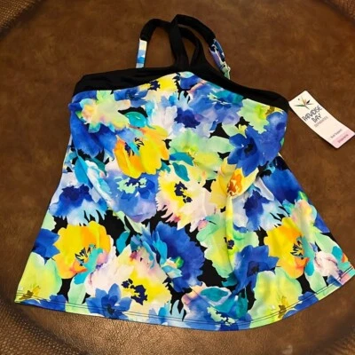 Paradise Bay UW Bra Tankini Women’s Size 14 Watercolors Swim Adjustable Straps - Image 1 of 4