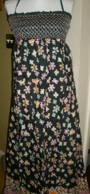 НОВЫЙ журнал женщин маленький черный с цветами спагетти ремень макси платье (19) - Изображение 1 из 4