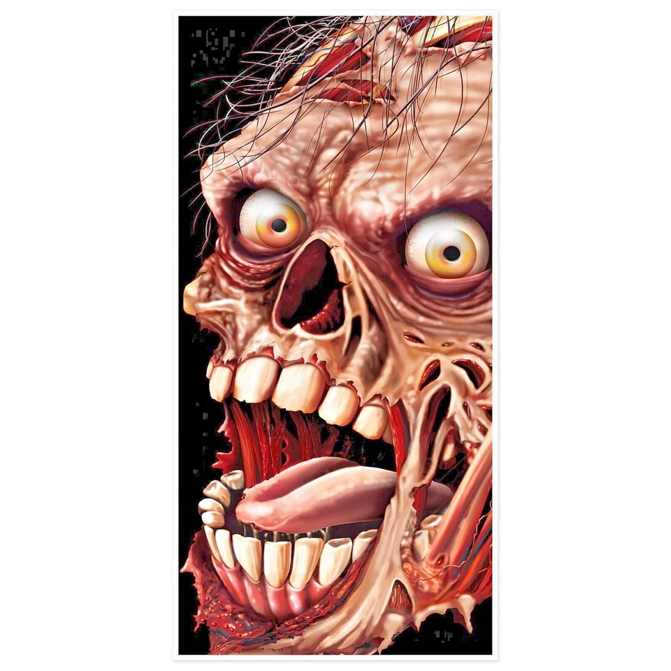 FUNDA PUERTA ZOMBIE HALLOWEEN TERROR FIESTA COLGANTE DECORACIÓN CARTEL WALKING DEADS Foto 1 de 3