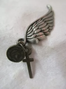 Vintage silber & bronzefarbene Queen Elizabeth Medaille Adlerflügel & Kreuz - Bild 1 von 4