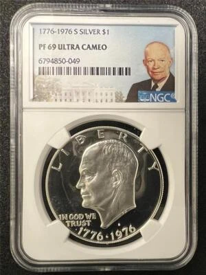 1976 S Eisenhower IKE SILVER $1 Dollar PF69 ULTRA CAMEO UCAM DCAM NGC SKU 3396 - Image 1 of 2