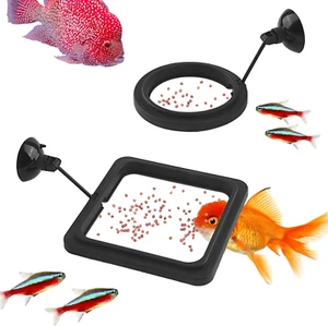 2PCS Fish Feeding Rings, Black Aquarium Feeding Ring, Floating Plant Ring Practi - Picture 1 of 6