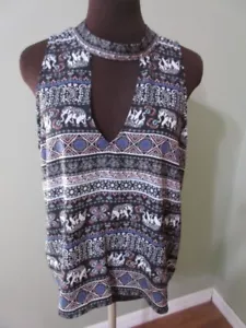 Derek Heart V Neck w Choker Collar Elephant Design Pullover, Size Large, Ex! - Picture 1 of 11