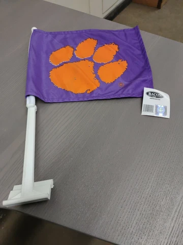 Officially Licensed NCAA Clemson Tigers Team Logo Purple Car Window Flag Cover