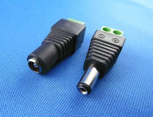 Connettore DC femmina 2,1x5,5mm + connettore DC 2,1x5,5mm maschio cavo, attacco a vite - Foto 1 di 11
