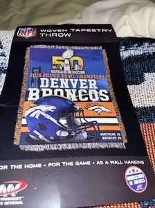 Denver Broncos Woven Tapestry Throw Blanket NFL 48x 60” Northwest Company USA - Picture 1 of 4