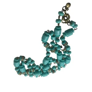 J Crew Necklace Blue Plastic Beaded Rhinestone spacers Southwest Boho Long Chain - Picture 1 of 7