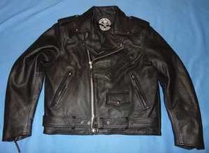 CHAQUETA DE MOTO DE CUERO NEGRA GRANDE THE ALLEY CHICAGO NUEVA - Imagen 1 de 8