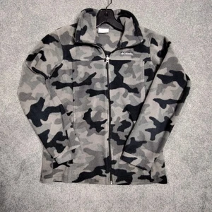 Columbia Fleece Pullover Jacket Gray Camo Quarter Zip Mens Size L - Picture 1 of 13