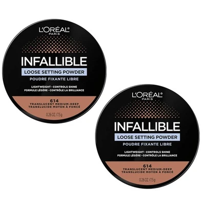 Pack of 2 L'Oreal Paris Tinted Loose Setting Powder, Translucent Medium-Deep 614 - Image 1 of 4