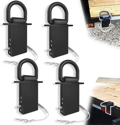 Anillos en D de bolsillo de estaca 4 piezas actualización 18000 libras anillo en D de alta resistencia amarres para utilidad Foto 1 de 4