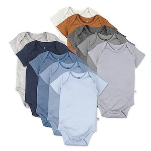 10-Pack Short Sleeve Bodysuits One-Piece 100% Organic Cotton for Infant Baby - Picture 1 of 6