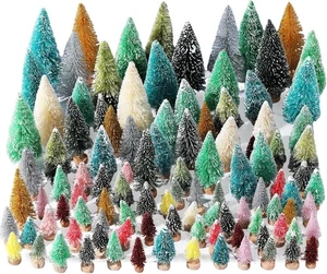Libima 160 Pcs Artificial Christmas Trees, Mini Multicolor Pine Trees with Woode - Picture 1 of 6