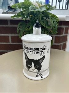 FELIX CAT Did Someone Say Treat Time Ceramic "Air Tight" Storage Jar 20cm High - Foto 1 di 8