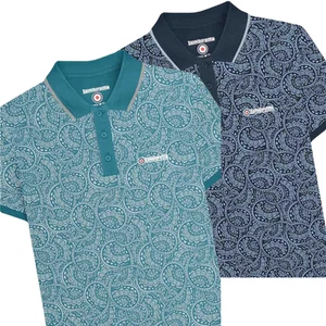 Camisa Polo Top Lambretta Para Hombres Paisley Tonal Manga Corta Mod - Imagen 1 de 11