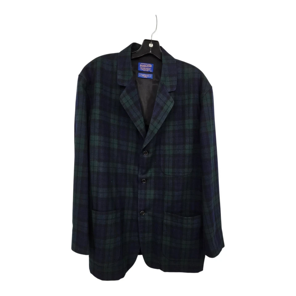 Vintage Pendleton Black Watch Plaid Blazer Wool Mens Green Blue 3 Button Jacket - Image 1 of 4
